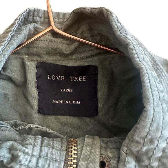 Love Tree Green Army utilityJacket zip and button front size large - Picture 4 of 5
